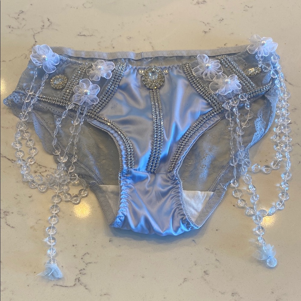 Womens Blue Embellished rave Bottoms
